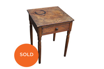 Early Wooden Single Drawer Side Table, Antique   