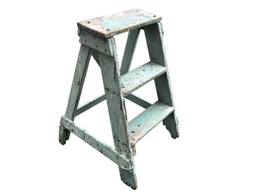 Green Painter's Stepladder, Vintage 25"H