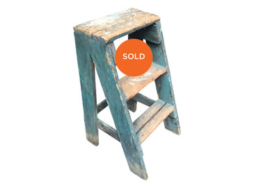 Dark Green Wooden Stepladder, Antique
