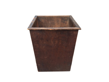 Wooden Trash Bin, Vintage 12.5"H