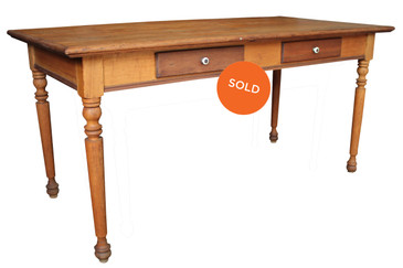 Chestnut Desk with Turned Legs and Drawers, circa 1850s