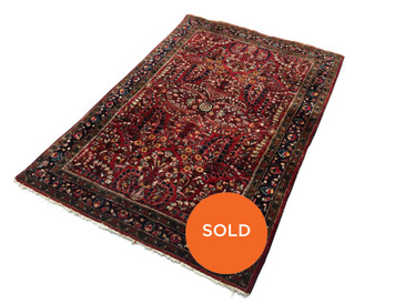 #60 Sarouk Persian Rug, Antique 3'4"x 4'10