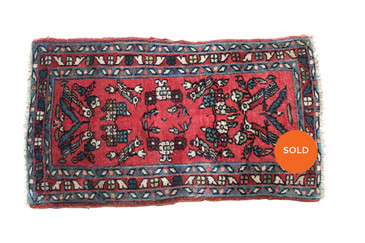 #61 Small Lillihan Persian Rug with Bird Motif, Vintage 1'6"x2'8"