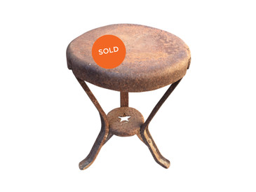 Metal Milking Stool, Antique 12"H