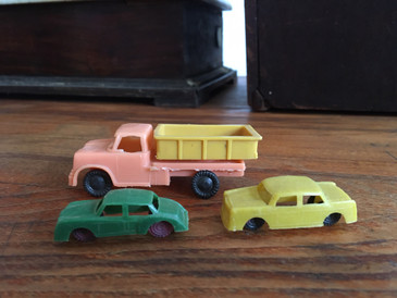 Collection of 3 Plastic Toy Vehicles, Vintage 