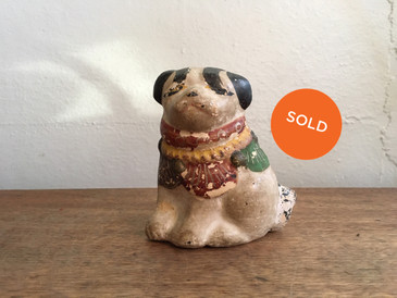 Chalkware Dog Figurine, Japanese Vintage 