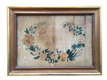 Floral Folk Art Theorem Painting, American c.1800s 