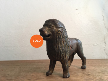 Cast Iron Lion Penny Bank, Antique