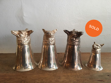 Silver Fox Stirrup Cups / Assembled Set // Antique 