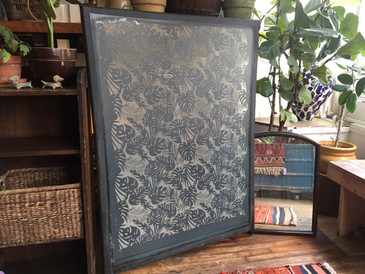 Botanical Monstera Silkscreen for Printing Wallpaper, 3'8"x 5' SOLD