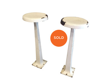 Pair of Cast Iron Porcelain Enameled Soda Fountain Stools c. 1940s