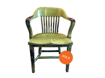 Mission Style Arts & Crafts Green Office Chair, c. 1940s