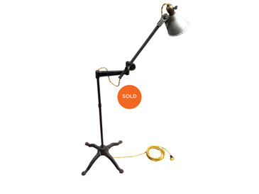 Industrial Articulating Woodward Floor Lamp, Vintage