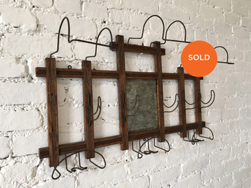 Hanging Hat Rack with Mirror, Antique SOLD