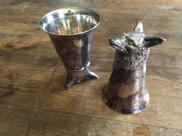 Cups for Cocktails, Silver Fox Stirrup Cups / Antique SOLD