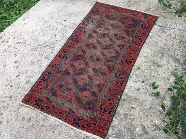 #83 Worn Persian Baluch Tribal Rug, Antique 2'9"x5'4" SOLD