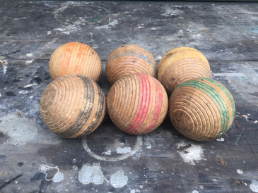Wooden Croquet Balls, Set of 6 / 1940s SOLD