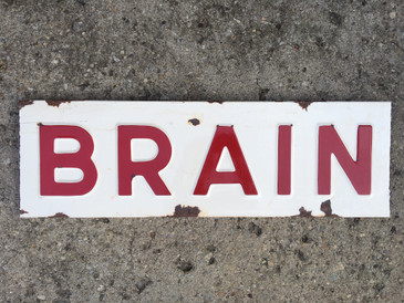 Porcelain Red and Cream Brain Sign, Antique