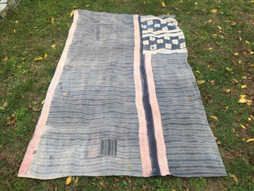 Kantha Blanket 03, Pale Pink Geometric