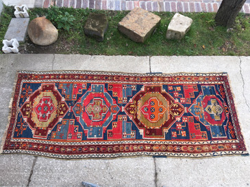 #90 Antique Karabagh 4'4 x 10'7 Caucasian Rug