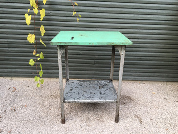 Green Industrial Work Table, Vintage