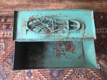 Green Metal Shoe Shine Box, Vintage