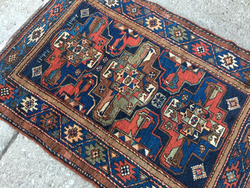 #95 Hamadan 3'7"x5'2" Rug, c.1920s 