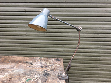 Blue Gray Enamel Factory Task Lamp,  c.1940s