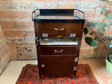 Vintage Brown Metal Medical Cabinet, c.1940s  