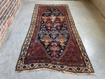 #106 Hamadan Persian 4'5x 8'8 Rug, c. 1940