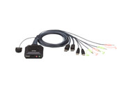 ATEN CS22DP: 2-Port USB DisplayPort Cable KVM Switch with Remote Port Selector  