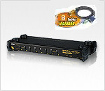 ATEN CS1758Kit: 8 port PS/2 USB OSD Rack Mountable 1U KVM Switch w/ 8 Cables