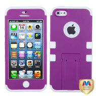 Rubberized Purple/Solid White TUFF Hybrid Phone Protector Cover (with Stand)