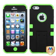 Rubberized Black/Electric Green TUFF Hybrid Phone Protector Cover (with Stand) For iPhone 5