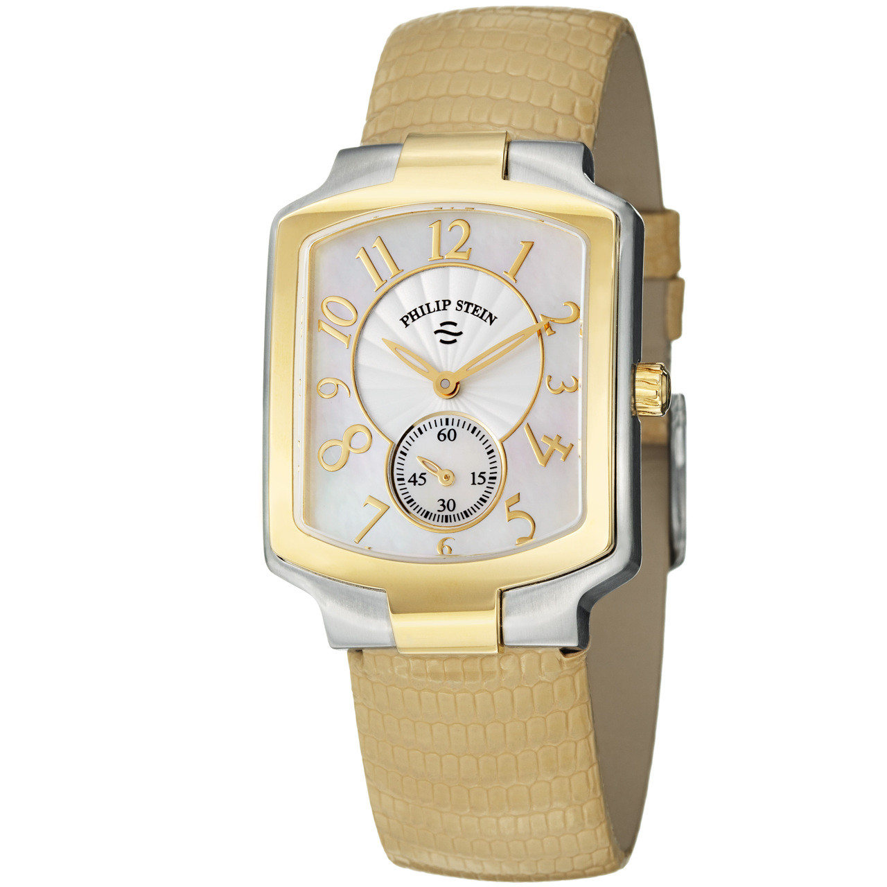 Philip Stein Women's 'Signature' Tan Leather Strap Two Tone Watch ...