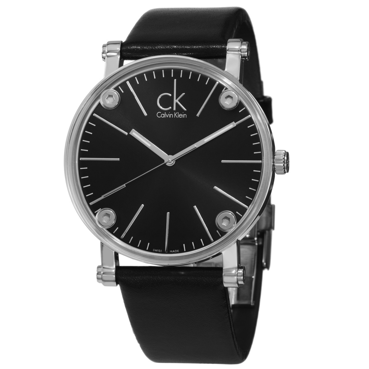 Calvin Klein Men's K3B2T1C1 'Congent' Black Dial Black Leather Strap Watch  - Sigmatime