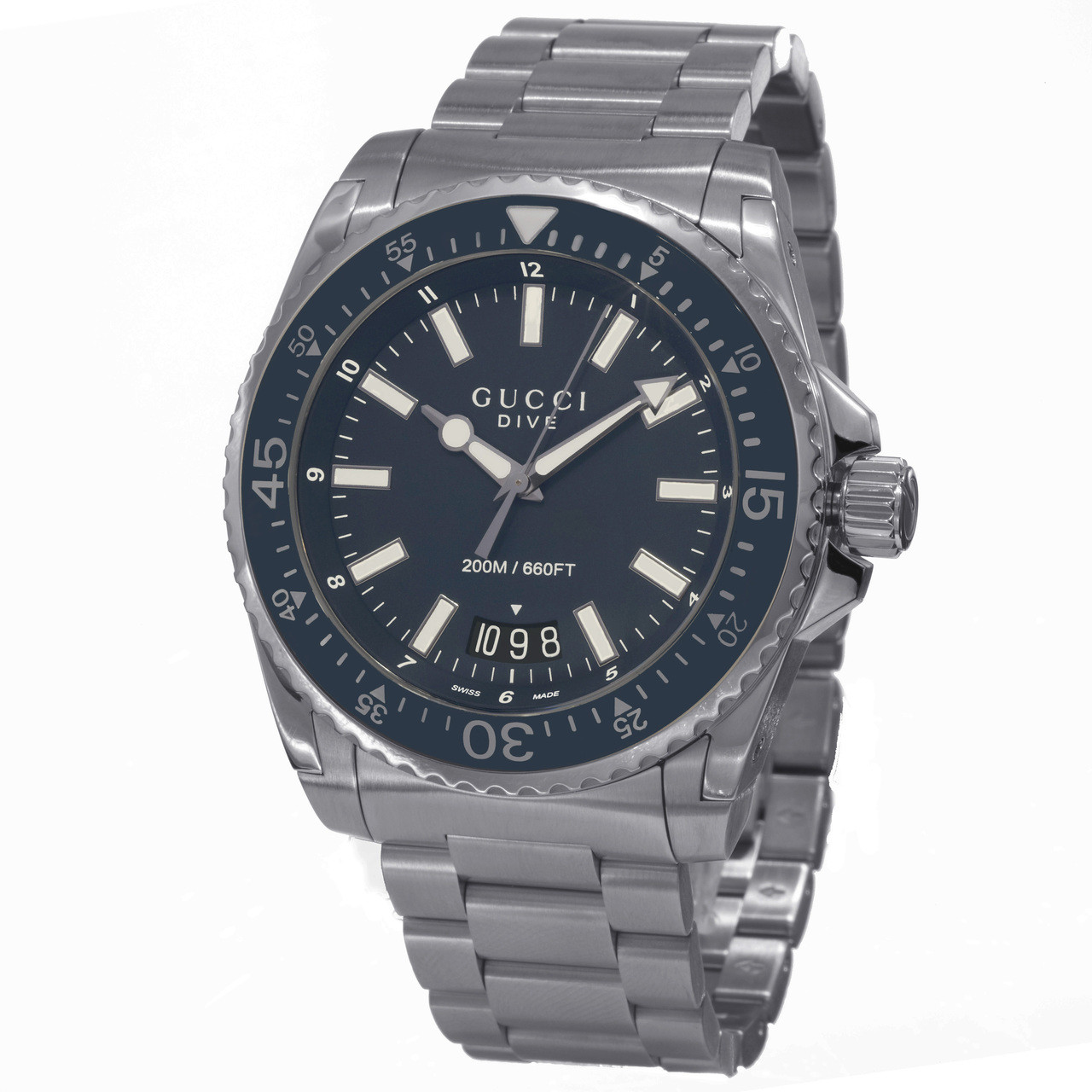 Gucci Men's YA136203 'Dive' Blue Dial Stainless Steel Swiss Quartz Watch -  Sigmatime