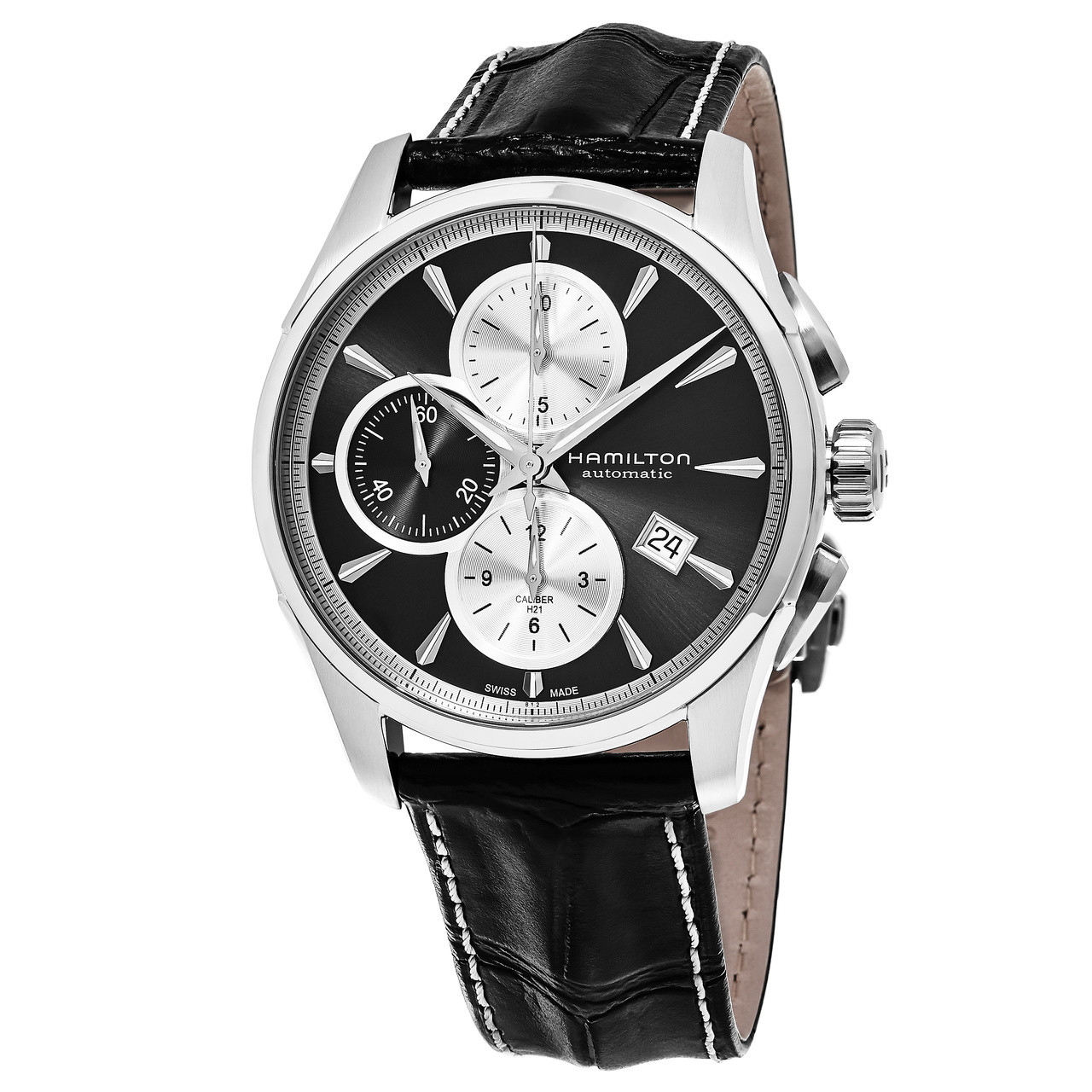Hamilton Jazzmaster Chronograph Grey Dial Black Leather Men's Watch -  Sigmatime