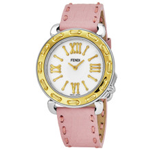 Fendi Women's F8001345H0.SN07 'Selleria' Mother of Pearl Dial Pink Leather Strap Two Tone Swiss Quartz Watch