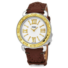 Fendi Women's F8001345H0.SSC2 'Selleria' Mother of Pearl Dial Brown Leather Strap Swiss Quartz Watch