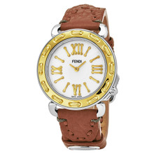 Fendi Women's F8001345H0.SSF2 'Selleria' Mother of Pearl Dial Beige Leather Strap Swiss Quartz Watch