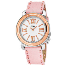 Fendi Women's F8012345H0.SN07 'Selleria' Mother of Pearl Dial Pink Leather Strap Swiss Quartz Watch