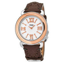 Fendi Women's F8012345H0.SSE6 'Selleria' Mother of Pearl Dial Brown Leather Strap Swiss Quartz Watch