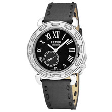 Fendi Women's F81031DCH.SNR06 'Selleria' Black Dial Grey Leather Strap Diamond Swiss Quartz Watch