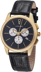 Azzaro Mens Legend Black Dial and Strap Chronograph Quartz Watch 