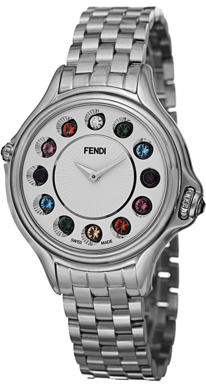 Fendi Women F107034000T05 CrazyCarats Silver Dial Stainless Steel ...