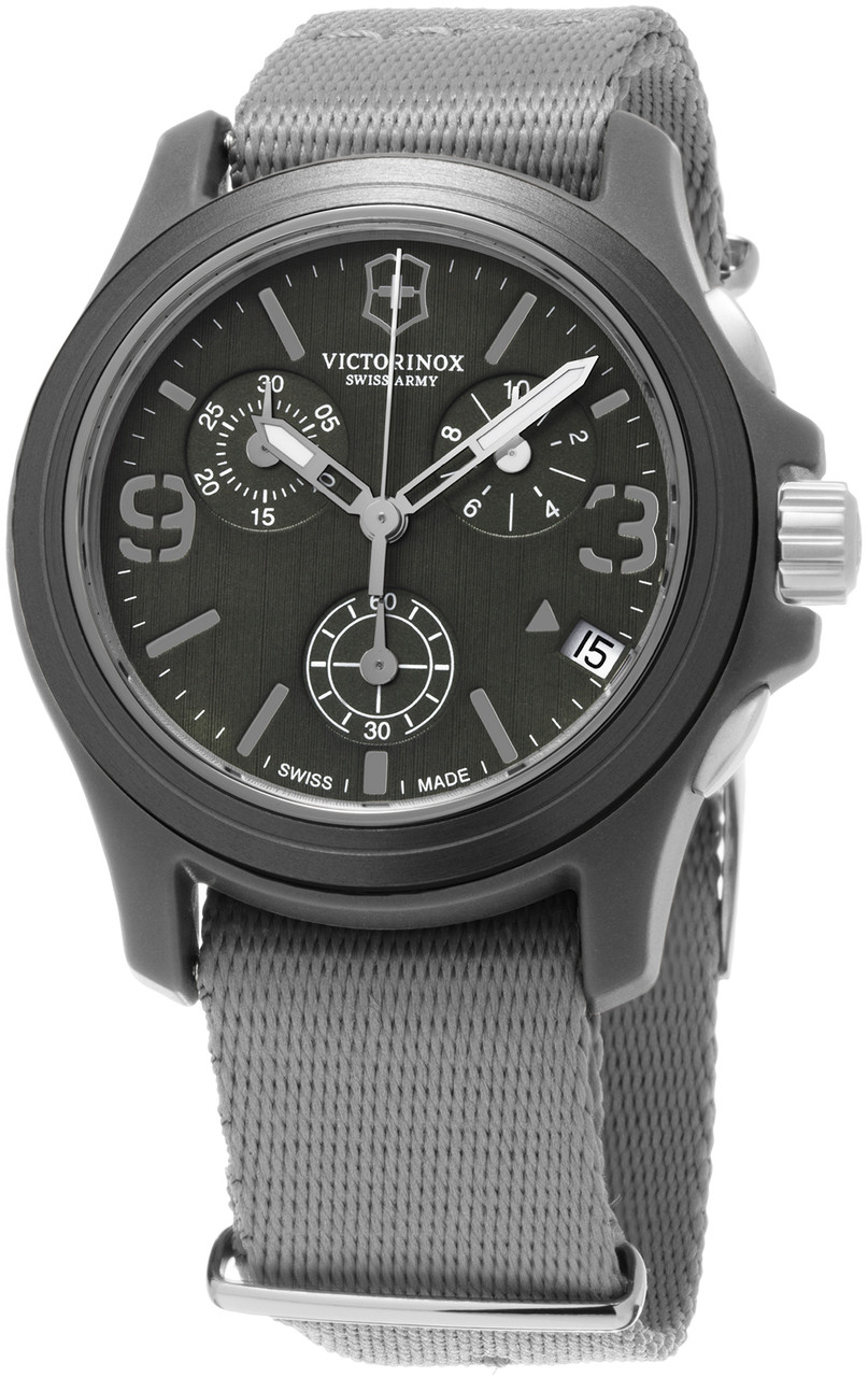 Victorinox Swiss Army Original Chronograph Grey Nylon Strap Men's Watch ...
