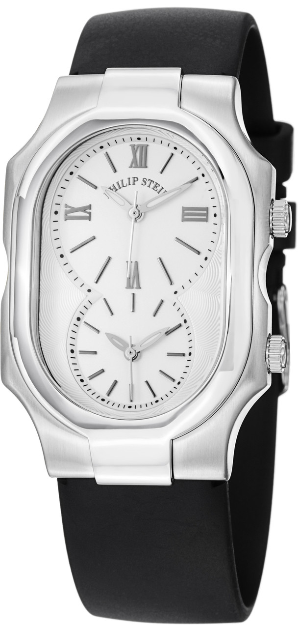Philip Stein Signature Large Black Rubber Strap Dual Time  display picture 1