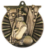 2" Gold Golf Victory Medal