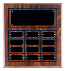 11 5/8" x 12 3/4" Cherry Finish Completed Perpetual Plaque with 12 Plates